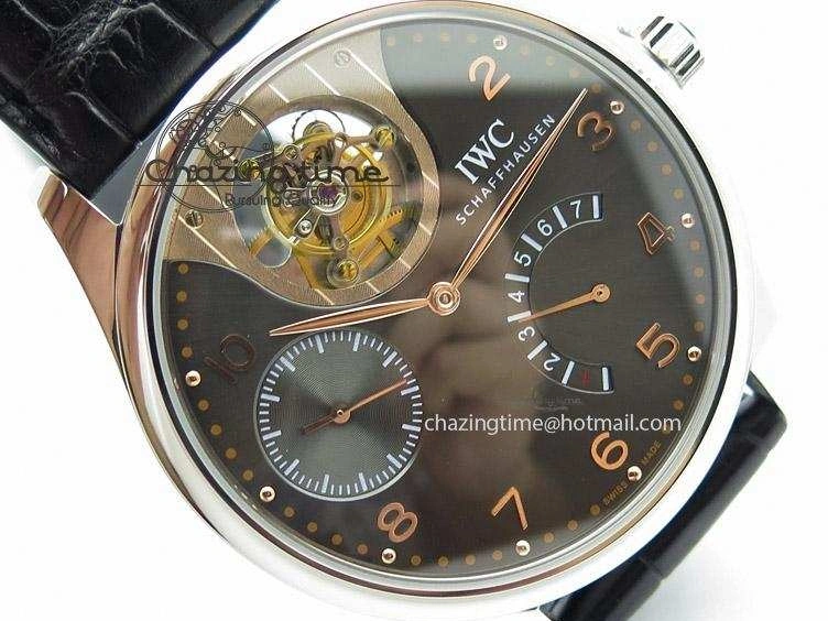 MIROTIME 0329 Portuguese Tourbillon Mystere SS TF Best Edition Black Dial on Black Croc Leather Strap Flexible 7383